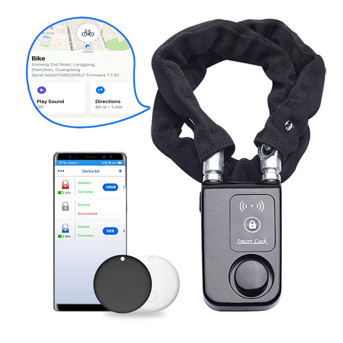 110dB Alarm Bike Chain Lock wi - Commuter Bike Lock recension och pris